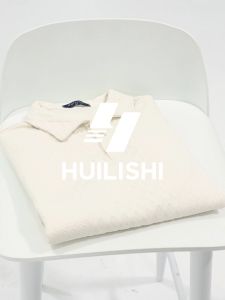 HUILISHI Textured mens plain short-sleeved casual loose polo/top