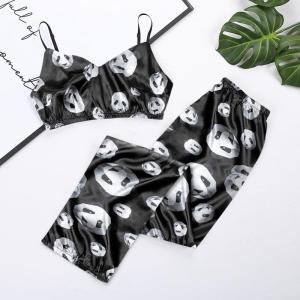 ชุดกางเกงสายเดี่ยวแขนกุดพิมพ์ลาย