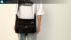 Famenr【พร้อมส่ง】กระเป๋าสะพายไหล่ ความจุขนาดใหญ่ สีดำ สำหรับผู้ชายและผู้หญิง กระเป๋าผู้ชายสะพายข้าง