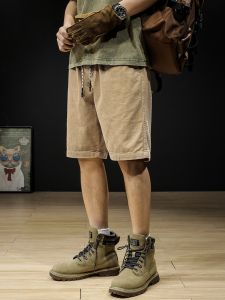 American Retro Lamp Wick Corduroy Parka Shorts Mens Summer Fashion Brand Loose Casual Fifth Pants Men Trendy Middle Pants