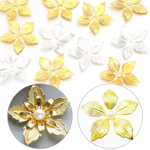 30pcs Vintage Gold Silver Colors Flowers Blank Receptacle Connectors Charm Findings For Jewelry Making DIY Accessories