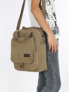 Mens Handbag Mens Large Capacity Mens Bag Casual Briefcase Multi-Functional Backpack Dual-Use Canvas Single-Shoulder Bag