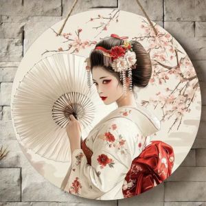 Vintage Japanese Sakura & Full Moon Metal Tin Sign 2D Flat Tree Pattern Aluminum Wall Art for Indoor & Outdoor Decor