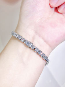 SEQUITO สร้อยข้อมือชุบทองสีขาวสง่างามเพชรสังเคราะห์ใหม่ตัดสี่เหลี่ยมสร้อยข้อมือเทนนิสยอดนิยมสำหรับงานเลี้ยง B331