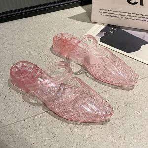 QIZHOU | Wearable Two-ways Jelly Slippers Ins-style Transparent Anti-slip Pointed