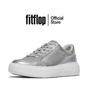 FITFLOP WOMEN RTG METALLIC-LEATHER TRAINERS - SILVER (E5T-011)