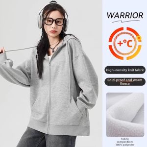 Warrior | Zipper Hoodie Sweatshirt Flannel Grey
