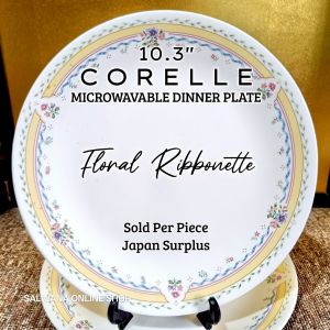 10.3in CORELLE USA FLORAL RIBBONETTE MICROWAVABLE DINNER PLATE • SOLD PER PC • JAPAN SURPLUS