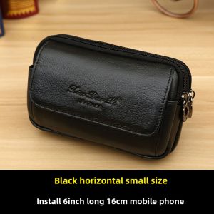 Mobile Phone Bag Waist Bag for Men Belt Genuine Leather Construction Site Waist Mobile Phone Case Belt Waist Hanging Bag Elderly Mens Mobile Phone Bag
