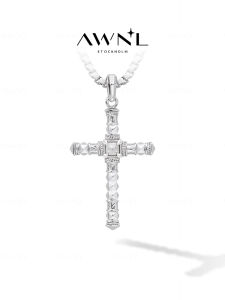 Meteorite Starry Sky Cross Necklace Mens Jewelry