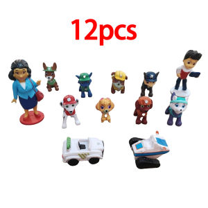 Bandai | 12Pcs/set Anime Figures Pawed Cartoon PVC Model Doll Toys Car Canine Birthday Christmas Party Gift