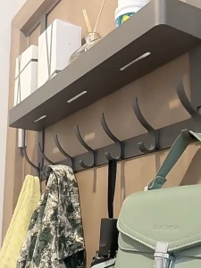 Drill-Free Over Door Hanger Shelf Aluminum Clothes Hook Organizer Rack Bedroom Bathroom Coat Hat Bag