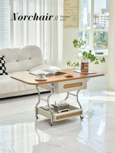 NORCHAIR Modern Foldable Coffee Table Small Household Sofa Side Table Simple Mobile Trolley Corner Table Desk Nordic Style