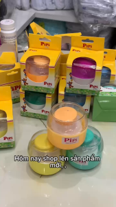 Hộp bông chấm phấn Pipi cho bé có ngăn chứa phấn riêng - Bông chặm phấn cho trẻ sơ sinh - Phấn thơm cho bé sơ sinh