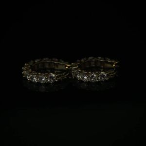 Huitan Unique Women Hoop Earrings Inlaid Shining Cubic Zirconia Trendy Special Accessories Jewelry for Wedding Party Daily