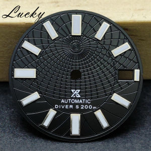 28.5mm Black Blue Green Watch Dial Green Luminous Fit NH35/NH35A/4R/7S Movement Divers Mechanical Watch Faces Replacement Parts