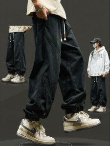 SZON | Spring Autumn American Ins Individuality Splicing Tactical Paratrooper Tapered Work Cargo Pants