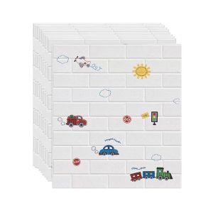 Cartoon Wall Stickers PE Foam 3D WallPaper Brick Safety Waterproof Self Adhesive Wallpaper for Kids Childrens anti-collision self-adhesive wall stickers cartoon 3D stereo waterproof wall stickers