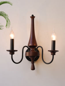 OUCHAO | Retro Style Wall Sconce Solid Wood Candle Light