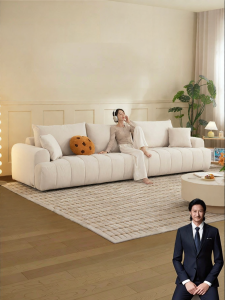 Cream Puff Cat Scratch-Resistant Fabric Sofa