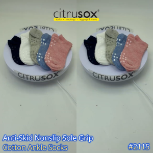 Citrusox Kids Anti-Skid Cotton Ankle Socks with Elastic Bands - Multicolor, Non-Slip Sole, Absorbent, Sizes 13-15, 16-19, 20-22cm - #2115