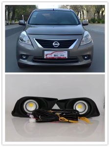 LED Fog Lights Assembly For Nissan Sunny VERSA Sedan ALMERA 2011 2012 2013 Front Bumper Fog lamp Replacement Angel Eye Kits