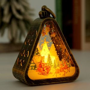Christmas LED Triangle Lantern Mimi Santa Claus Snowman Lamp Indoor Table Ornaments Home Party Scene Props Christmas Decorations