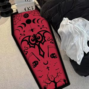 VIKAMA Gothic Coffin Crown Series พรมทนทานล้างทําความสะอาดได้ตกแต่งบ้านฮาโลวีนสร้างสรรค์ตกแต่งพรมข้างเตียงพรม