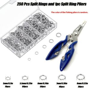 251pcs Split Rings 5 Sizes and Plier Set/Split Ring Capable of Withstanding Large Tensile Force/Fishing Plier Tool Kit