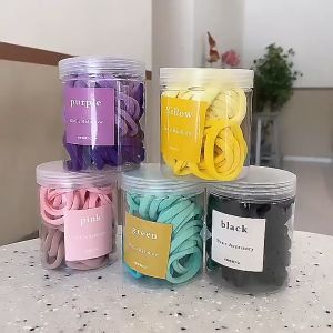 PinSan 50pcs Hair Tie Set: Gradient Color High Elastic Stretch Rubber Bands