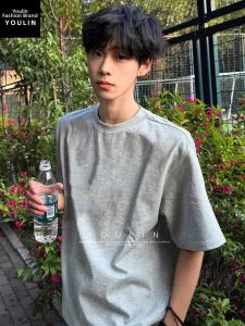 YOULIN | Heavyweight American Style Gray Short Sleeve T-shirt