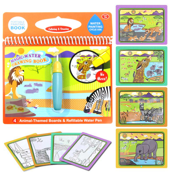 8 Types Magic Water Drawing Doodle Book & Magic Pen Coloring Painting