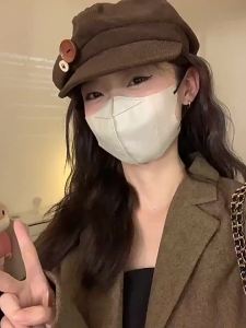 ⚑Womens Corduroy Octagonal Newsboy Cap Double Wooden Buttons Soft Face Flattering Beret Hat For Autumn Winter Daily Outfit