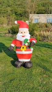 Santa Claus Outdoor Decorations Inflatable Santa Blow Up Yard Décor for Holiday Build in LEDs & Tethers Stakes