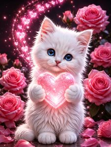 HUACAN Diamond Painting New Arrival Cat Animal Diamond Mosaic Rosse Flower Peony Floral Handmade Unique Gift Full Drill