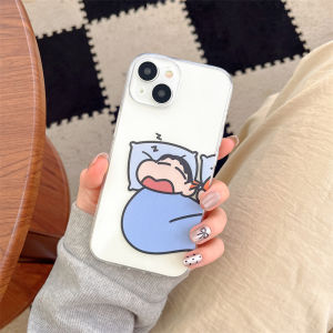 Cute Cartoon Crayon Shinchan Couple Phone Case Silicone Transparent Soft for  14Promax 13Mini 12Pro 11 for Men Women
