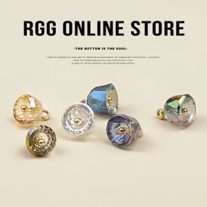 New Chinese Style Ancient Feng Shui Crystal Wind Bells Button Facet Colorful Small Pendant Hanfu Tang Costume Vest Decorative Buttons