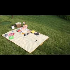 CHAMPS Tikar Piknik Oxford Waterproof Motif Kotak-Kotak Cinnamon 200x200 cm - Tikar Karpet Outdoor Nyaman