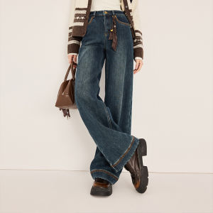 XIANGYING | Fleece Lined Flared Wide Leg Trousers