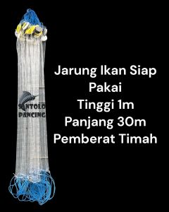 jaring ikan siap pakai tinggi 1m panjang 30m