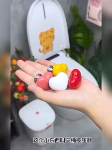 Toilet Button Love Heart Shaped Water Press Flush Button Multifunction Cabinet Drawer Adhesive Plastic Presser