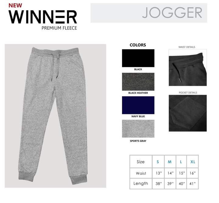 Grey Premium Elasticated Cuff Jog Pants Winner Adult Premium