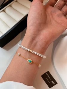 CAFFTI | Natural Freshwater Pearl Turquoise Beaded Bracelet