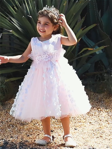 White Pink Blue Purple Baby Lush Dress Toddler Girl Flowers Baptism 1st Birthday Party Wedding Princess Flower Kids Clothes for 6 9 12 Months 1 2 3 4 5 Years Old Infant Toddler Dress