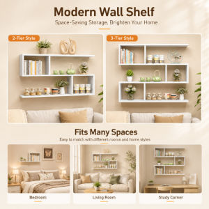 SUNNY No Drilling Room Organizer Storage Shelves for Wall Wooden Wall Rack Hanging Wall Decoration Shelf Study Room Organizer Rack