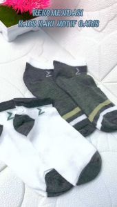 QSKS66 Kaos Kaki Pendek Pria Wanita Kaos Kaki Semata Kaki Motif Garis Kaos Kaki Ankle Socks
