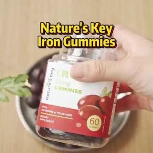 Natures Key iron+folic vitamin Gummies Healthy Blood & Energy Supports Iron Deficiency & Anemia เยลลี่วิตามินธาตุเหล็ก+โฟลิก บำรุงเลือดและพลังงาน แก้ขาดธาตุเหล็กและโรคโลหิตจาง