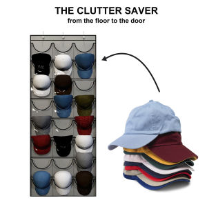 [Local Delivery]Baseball Hat Rack Door Hanging Holder Hanger Storage Rack for Baseball Caps 24 Pocket Over-The-Door Cap Organizer with Clear Deep Pockets to Protect Store and Display Your Baseball Cap Collection