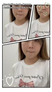 CAROTYLES S Kaos Couple Keluarga RIBBON HEART Wanita Lengan Pendek Katun