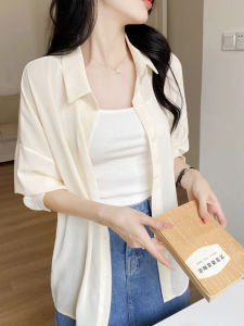 LUOFEN | เสื้อป้องกันแดดผ้าไหมน้ำแข็งสตรีเบาๆ สำหรับฤดูใบไม้ผลิ/ฤดูร้อน สไตล์ใหม่ 2025